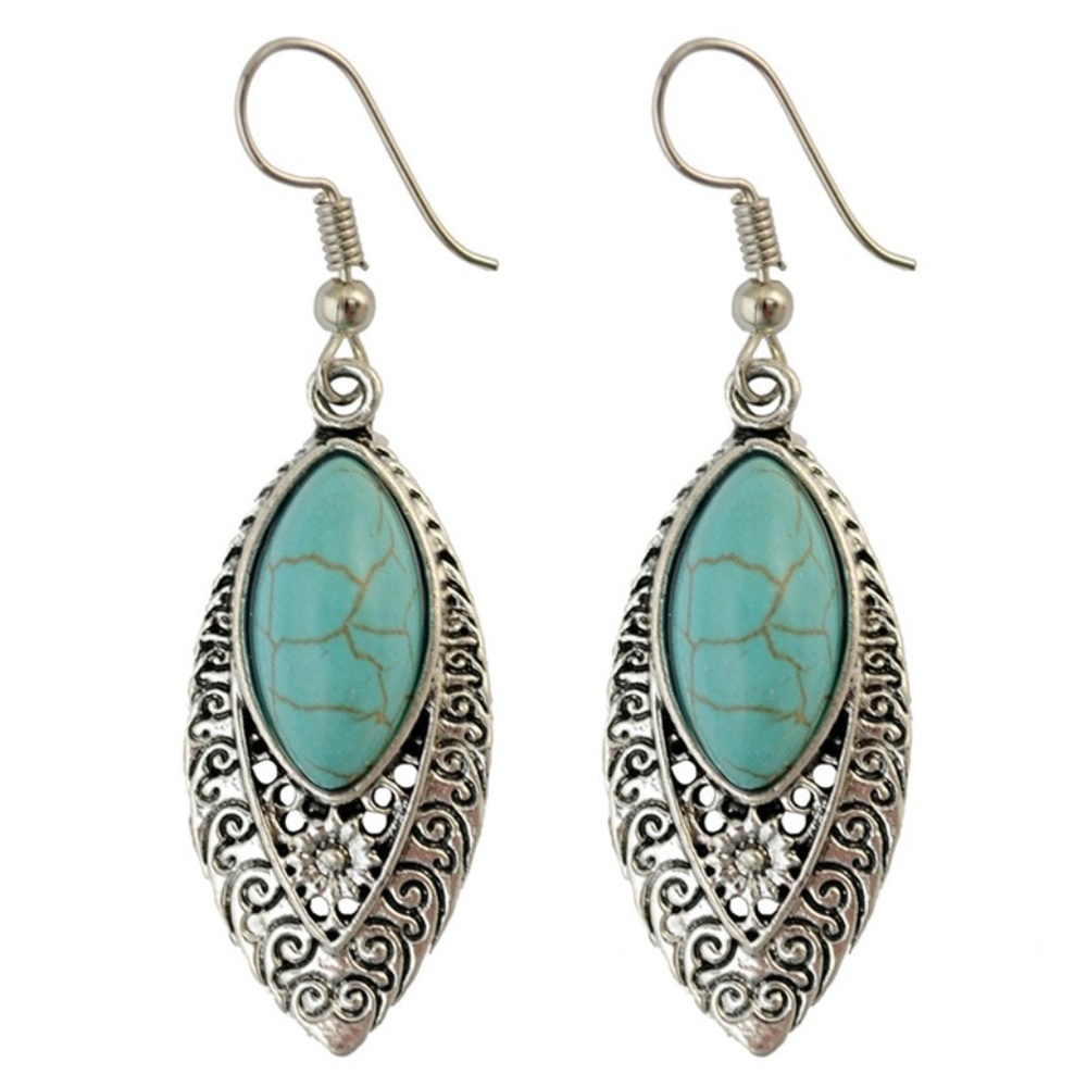 BE2 | Boho Long Dangle Turquoise Drop Earrings